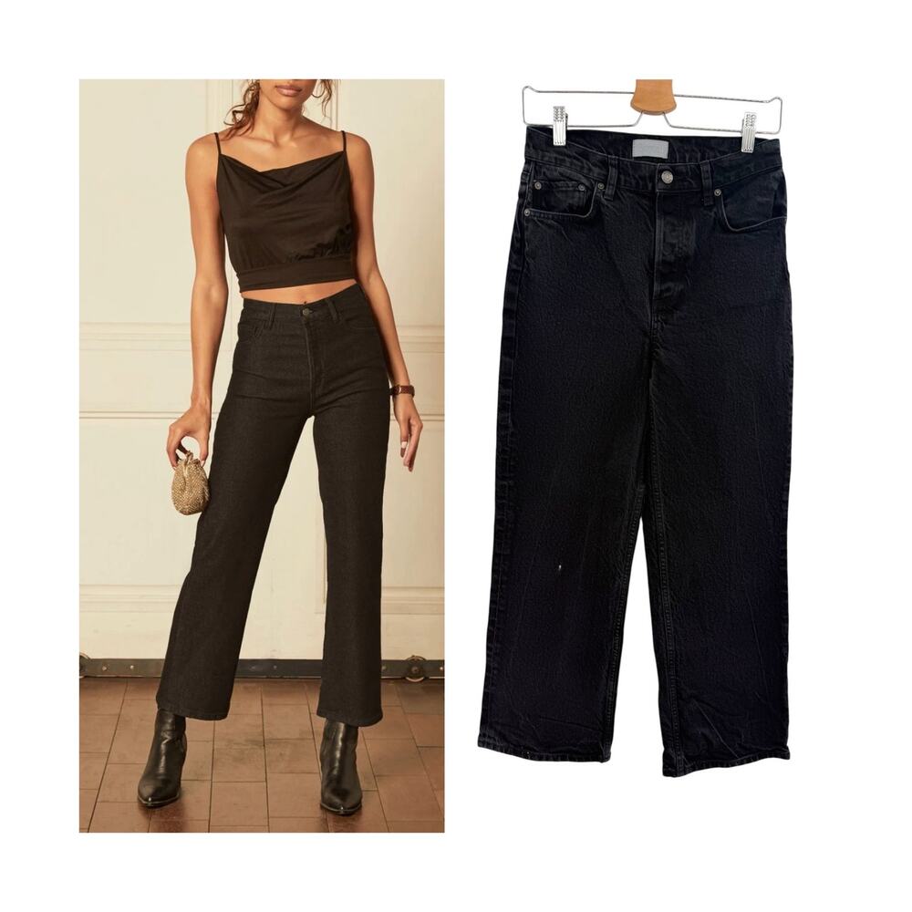Boyish The Mikey High Rise Wide Leg Jeans Black Beauty Black Size 28